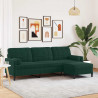 3-osobowa sofa z podnóżkiem, ciemnozielony, 210 cm, aksamit