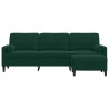 3-osobowa sofa z podnóżkiem, ciemnozielony, 210 cm, aksamit