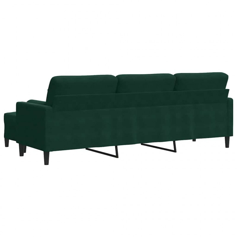 3-osobowa sofa z podnóżkiem, ciemnozielony, 210 cm, aksamit