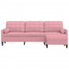 3-osobowa sofa z podnóżkiem, różowy, 210 cm, aksamit
