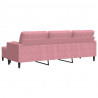 3-osobowa sofa z podnóżkiem, różowy, 210 cm, aksamit