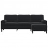 3-osobowa sofa z podnóżkiem, czarna, 210 cm, aksamit