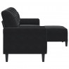 3-osobowa sofa z podnóżkiem, czarna, 210 cm, aksamit