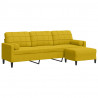 3-osobowa sofa z podnóżkiem, żółta, 210 cm, obita aksamitem
