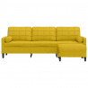 3-osobowa sofa z podnóżkiem, żółta, 210 cm, obita aksamitem