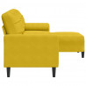 3-osobowa sofa z podnóżkiem, żółta, 210 cm, obita aksamitem
