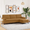 3-osobowa sofa z podnóżkiem, brązowa, 210 cm, aksamit