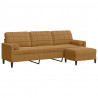 3-osobowa sofa z podnóżkiem, brązowa, 210 cm, aksamit