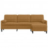 3-osobowa sofa z podnóżkiem, brązowa, 210 cm, aksamit