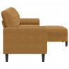 3-osobowa sofa z podnóżkiem, brązowa, 210 cm, aksamit