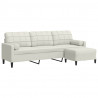 3-osobowa sofa z podnóżkiem, kremowa, 210 cm, aksamit