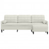 3-osobowa sofa z podnóżkiem, kremowa, 210 cm, aksamit