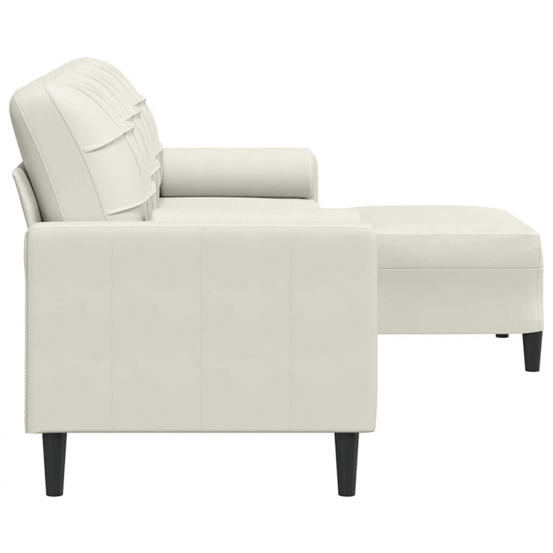3-osobowa sofa z podnóżkiem, kremowa, 210 cm, aksamit