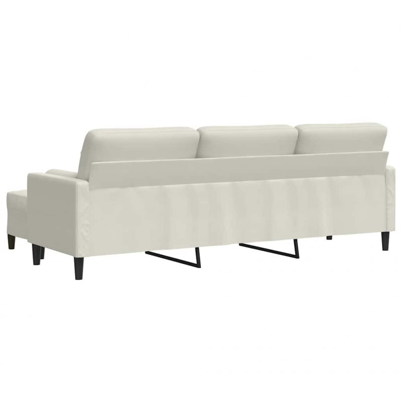 3-osobowa sofa z podnóżkiem, kremowa, 210 cm, aksamit