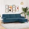 3-osobowa sofa z podnóżkiem, niebieska, 210 cm, aksamit