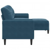 3-osobowa sofa z podnóżkiem, niebieska, 210 cm, aksamit