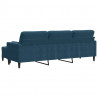 3-osobowa sofa z podnóżkiem, niebieska, 210 cm, aksamit