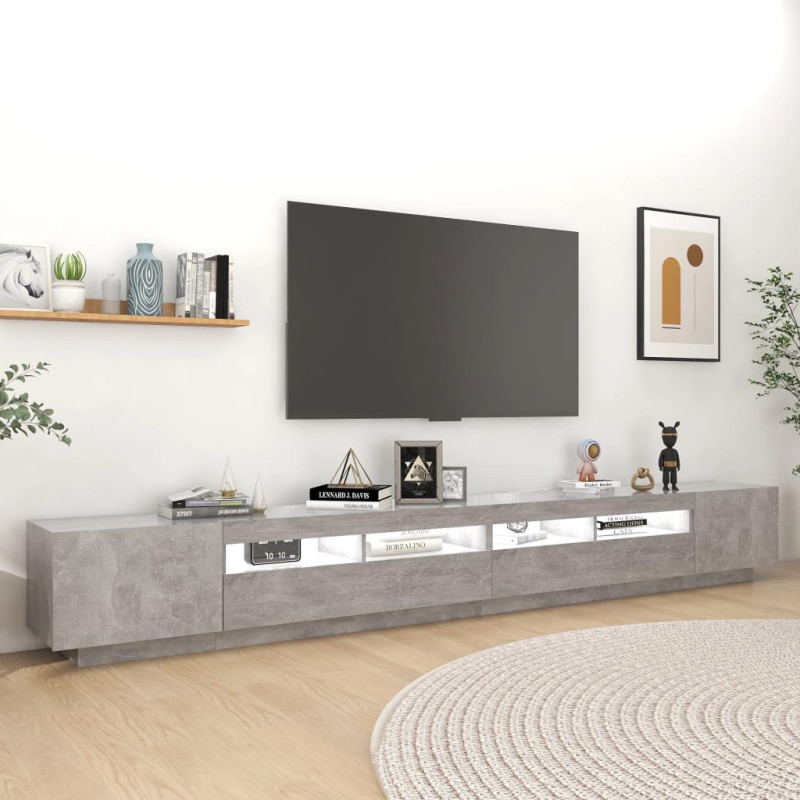 Szafka pod TV z oświetleniem LED, szarość betonu, 300x35x40 cm