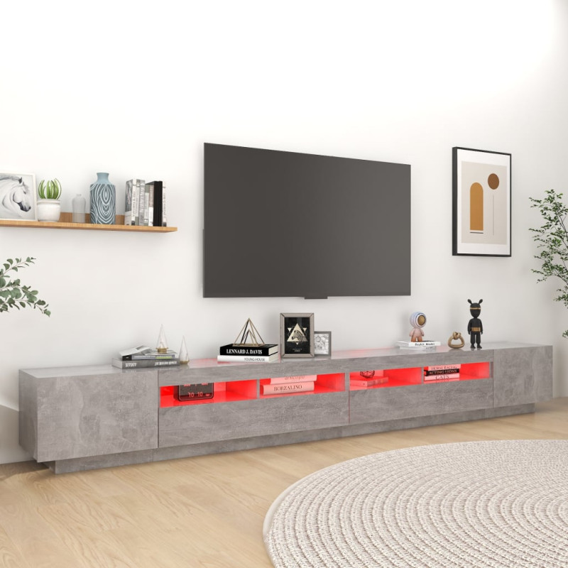 Szafka pod TV z oświetleniem LED, szarość betonu, 300x35x40 cm