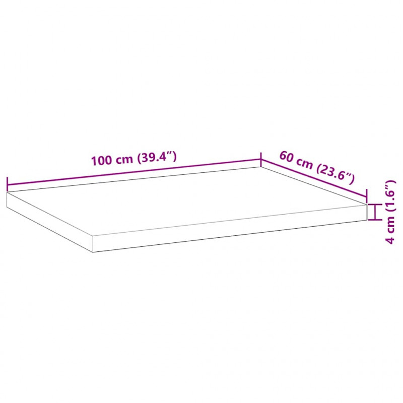 Blat do biurka, wykończony olejem, 100x60x4 cm, drewno akacjowe