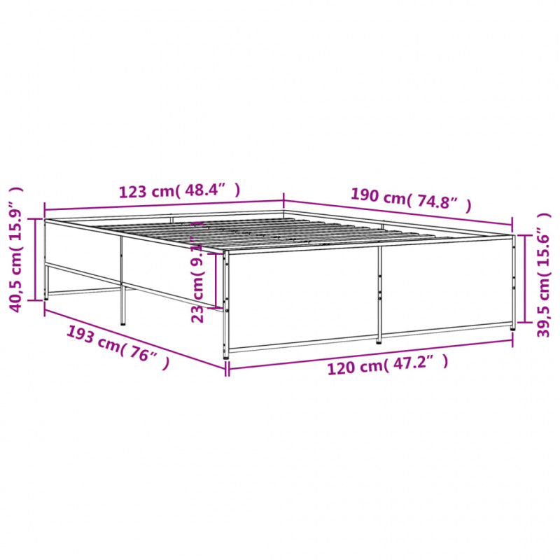 Rama łóżka, brązowy dąb, 120x190 cm, materiał drewnopochodny