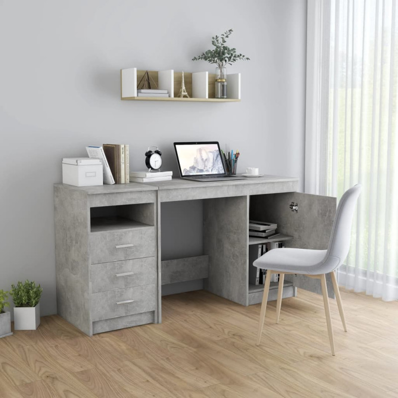 Biurko, szarość betonu, 140x50x76 cm, materiał drewnopochodny