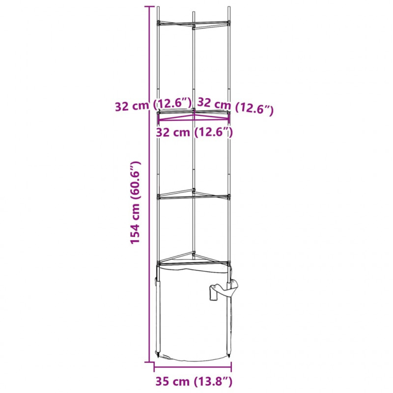 Podpórki do pomidorów z workami, 8 szt., 154 cm, stal i PP