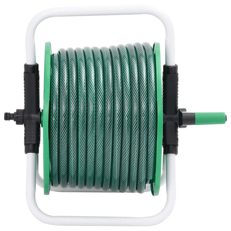 Wolnostojący bęben z wężem i złączkami, 0,5", 30m, zielony, PVC