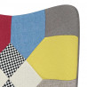 Fotel z podnóżkiem, patchwork, obity tkaniną