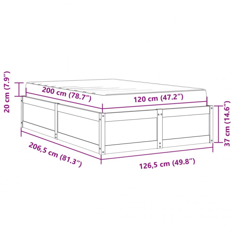 Łóżko z materacem, woskowy brąz, 120x200 cm, drewno sosnowe