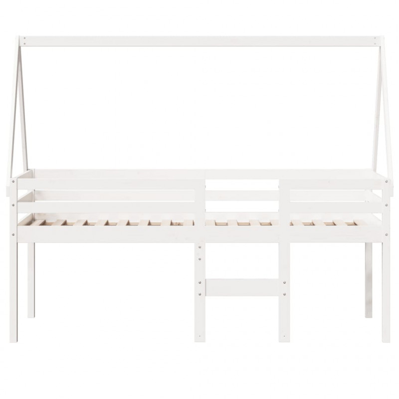 Wysokie łóżko z dachem, białe, 90x200 cm, lite drewno sosnowe