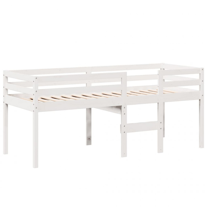 Wysokie łóżko z dachem, białe, 90x200 cm, lite drewno sosnowe