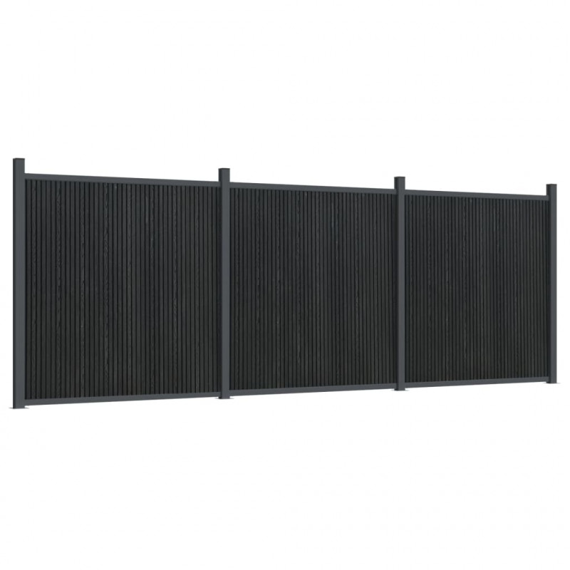 Panel ogrodzeniowy, szary, 526x186 cm, WPC