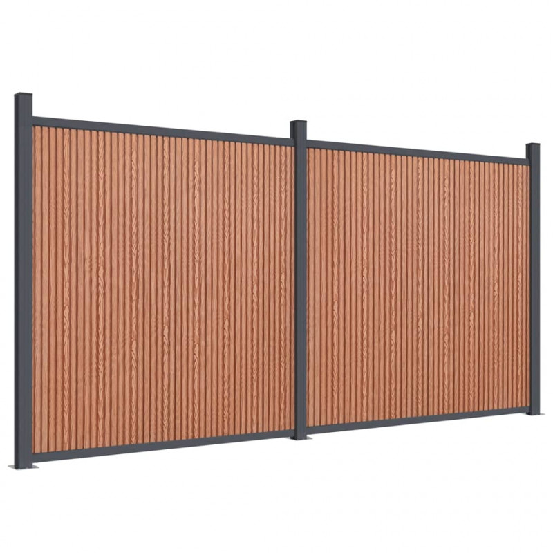 Panel ogrodzeniowy, brązowy, 353x186 cm, WPC