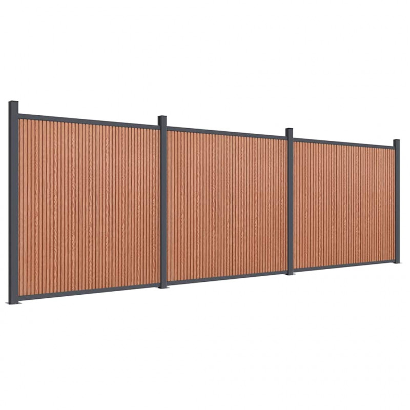 Panel ogrodzeniowy, brązowy, 526x186 cm, WPC