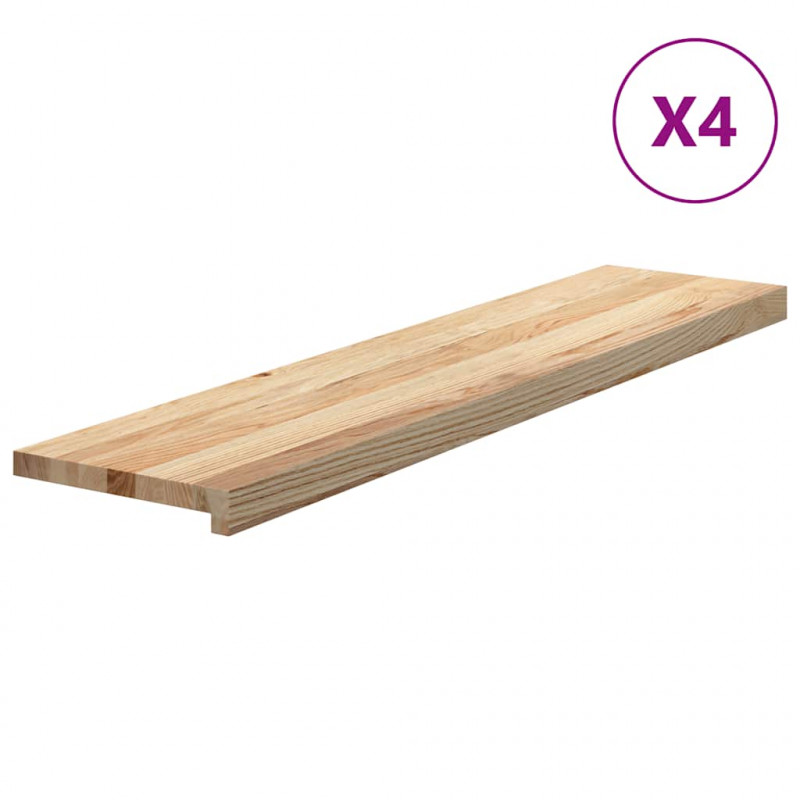 Stopnie schodowe, 4 szt., surowe 110x25x2 cm lite drewno dębowe