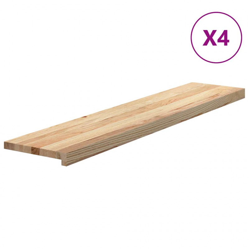 Stopnie schodowe, 4 szt., surowe 120x25x2 cm lite drewno dębowe