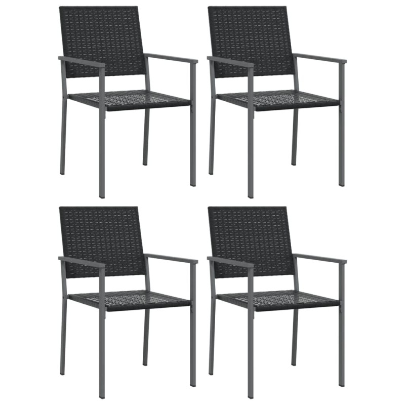 Krzesła ogrodowe, 4 szt., czarne, 54x62,5x89 cm, polirattan