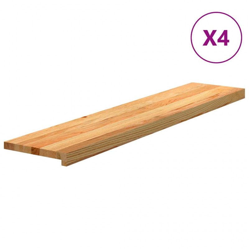 Stopnie schodowe, 4 szt. brązowe 120x25x2cm lite drewno dębowe