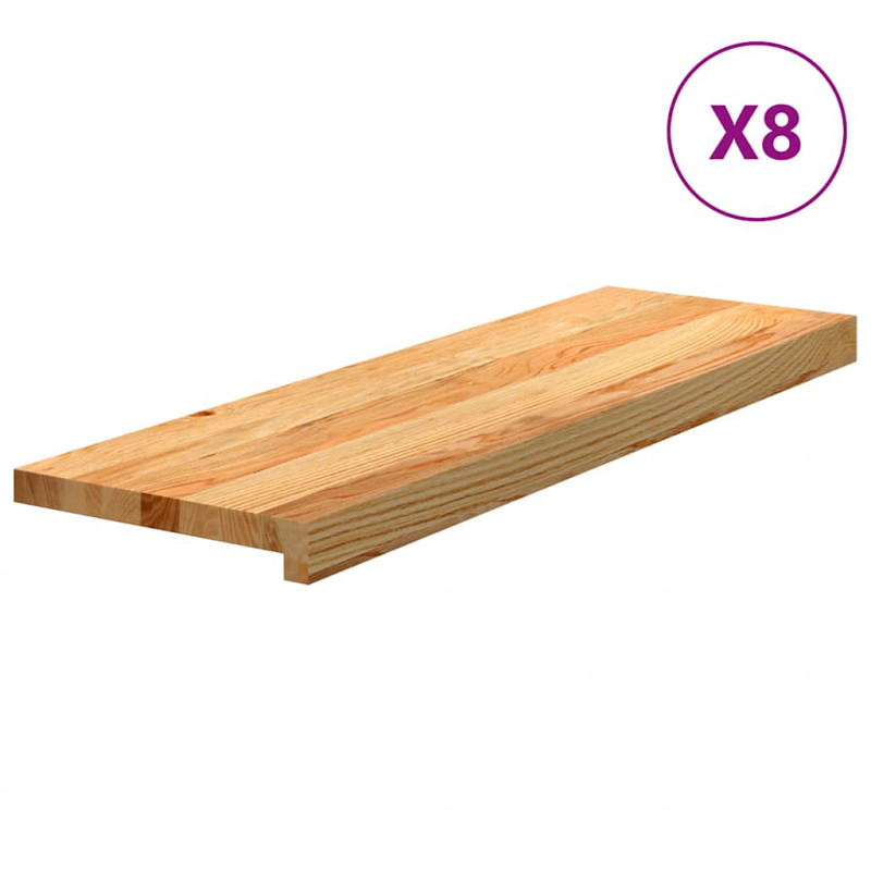 Stopnie schodowe, 8 szt. brązowe 80x25x2cm lite drewno dębowe
