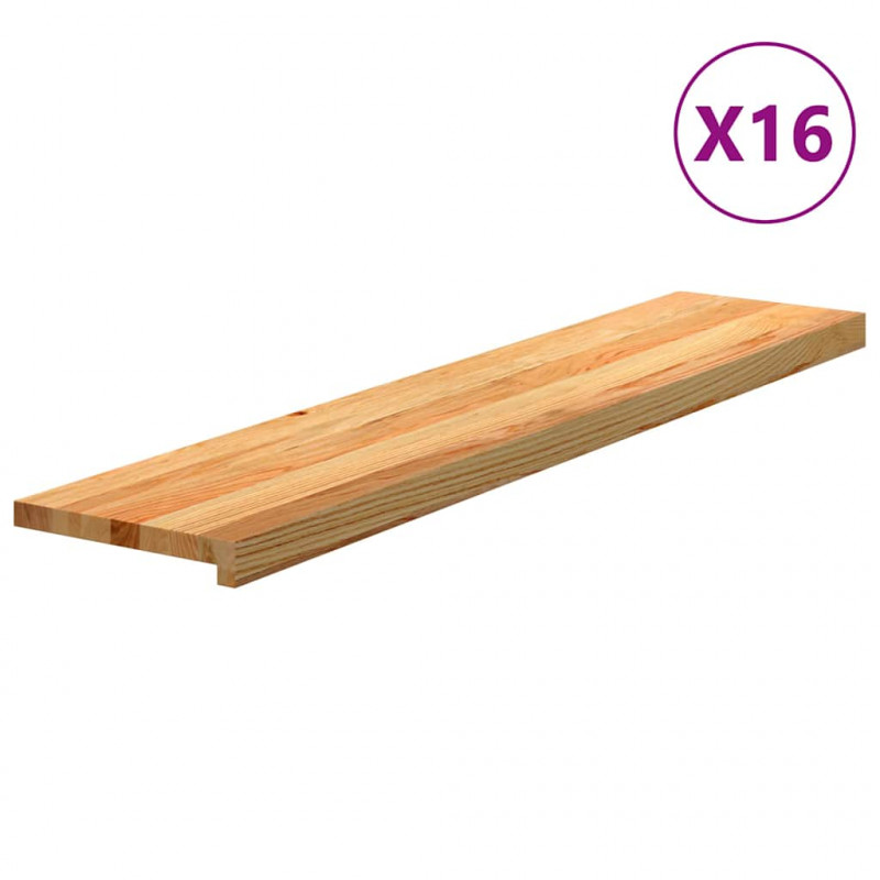 Stopnie schodowe, 16 szt. brązowe 120x25x2cm lite drewno dębowe