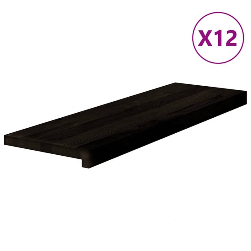 Stopnie schodowe 12 szt. brązowe 80x25x2 cm lite drewno dębowe