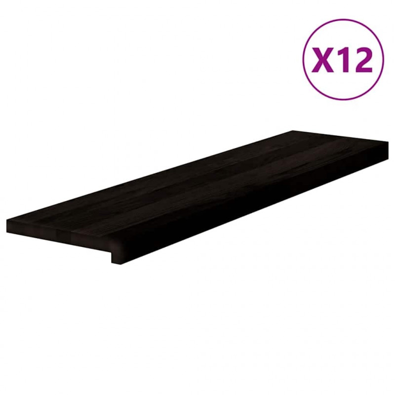 Stopnie schodowe 12 szt. brązowe 100x25x2 cm lite drewno dębowe