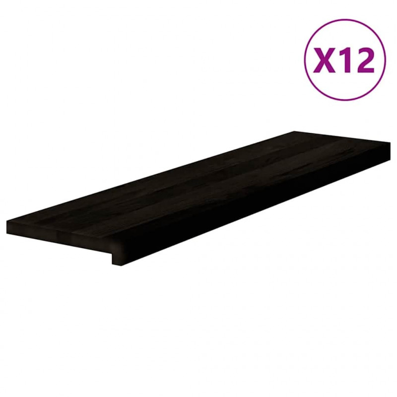 Stopnie schodowe 12 szt. brązowe 100x30x2 cm lite drewno dębowe