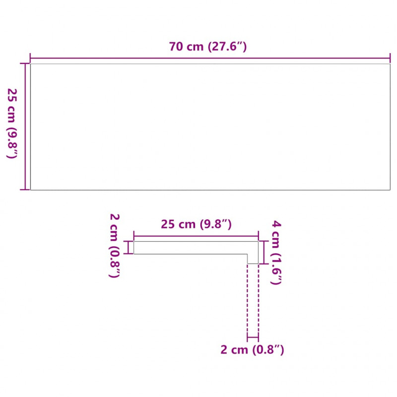 Stopnie schodowe, 2 szt. surowe, 70x25x2cm lite drewno dębowe