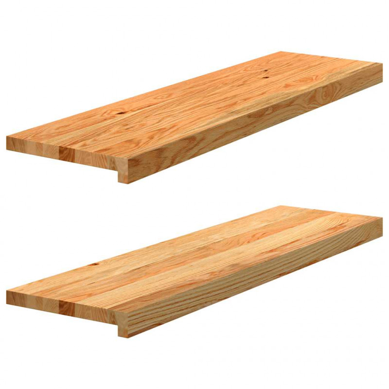 Stopnie schodowe, 2 szt. brązowe 90x30x2cm lite drewno dębowe