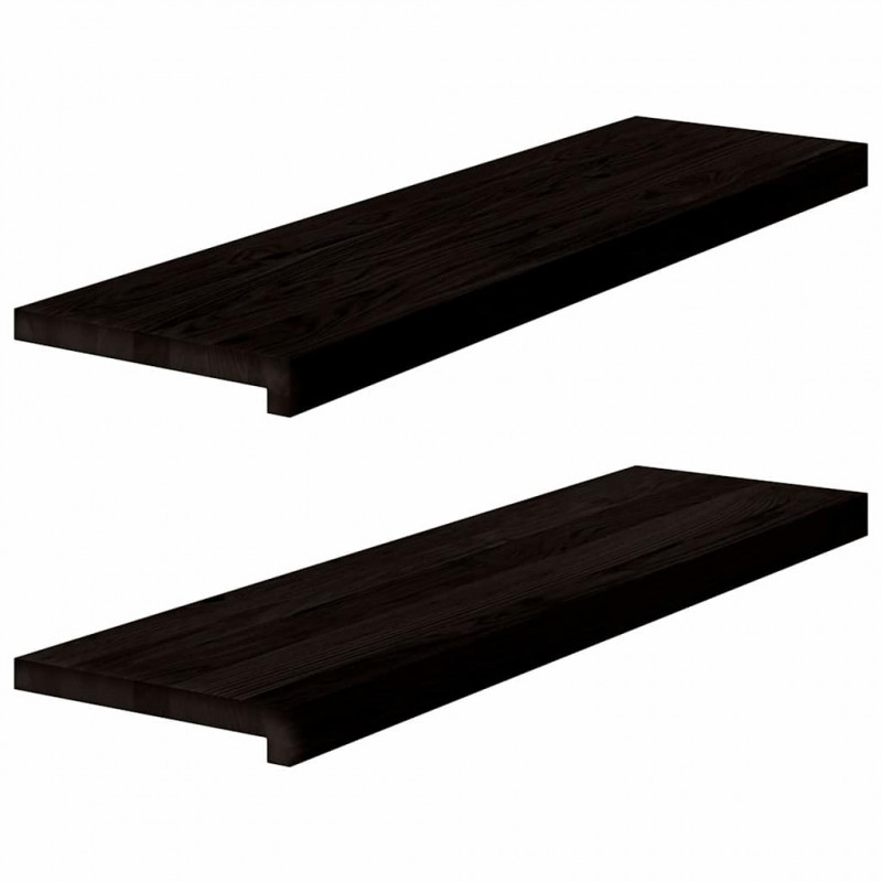 Stopnie schodowe 2 szt. brązowe 90x30x2 cm lite drewno dębowe