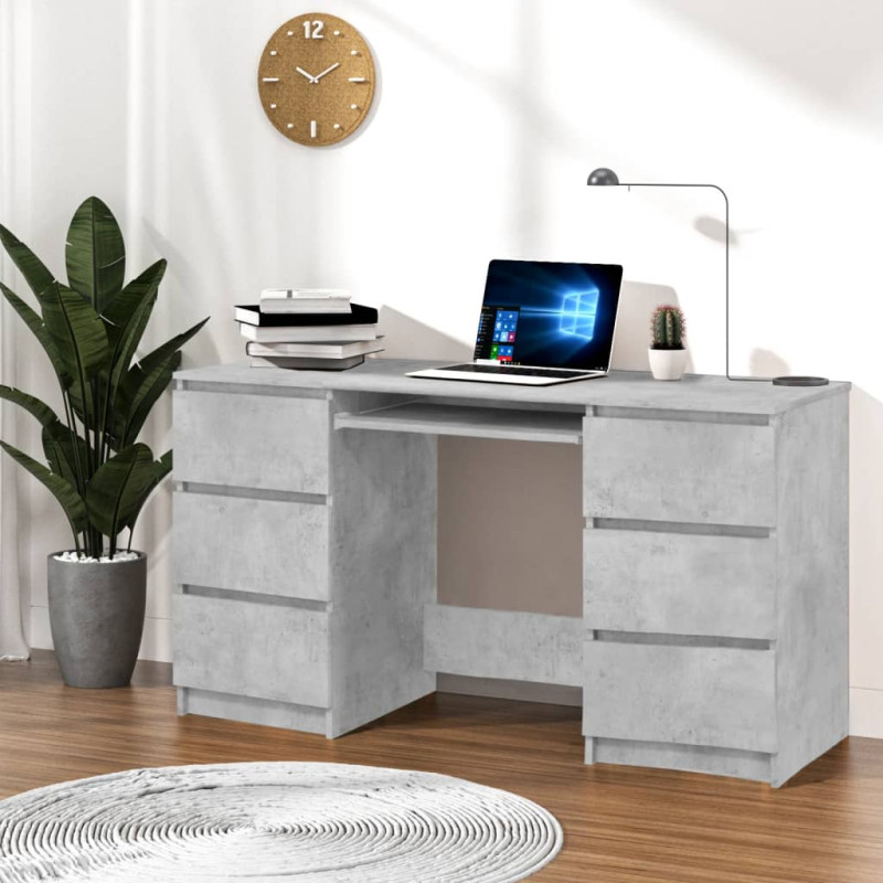 Biurko, betonowy szary, 140x50x77 cm, materiał drewnopochodny