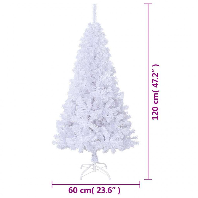 Sztuczna choinka o grubych gałązkach, biała, 120 cm, PVC