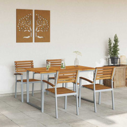 Zestaw do jadalni w ogrodzie 5 pcs Szary Lite Drewno Akacji